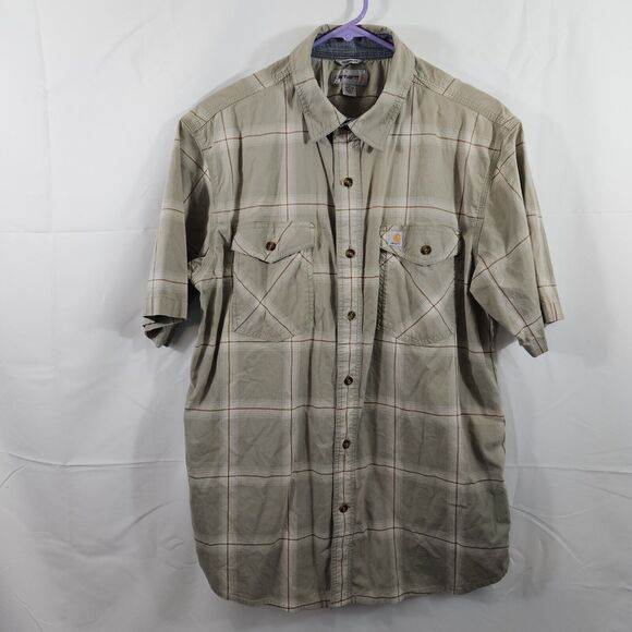 Carhartt Men's Relaxed Fit Lightweight Short Sleeve Shirt Size L Beige - Picture 1 of 5